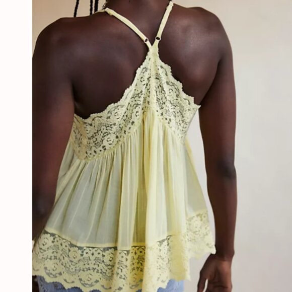 Free People Fiona Baby Doll Lace Trim Cami in Buttermilk - Picture 2 of 4